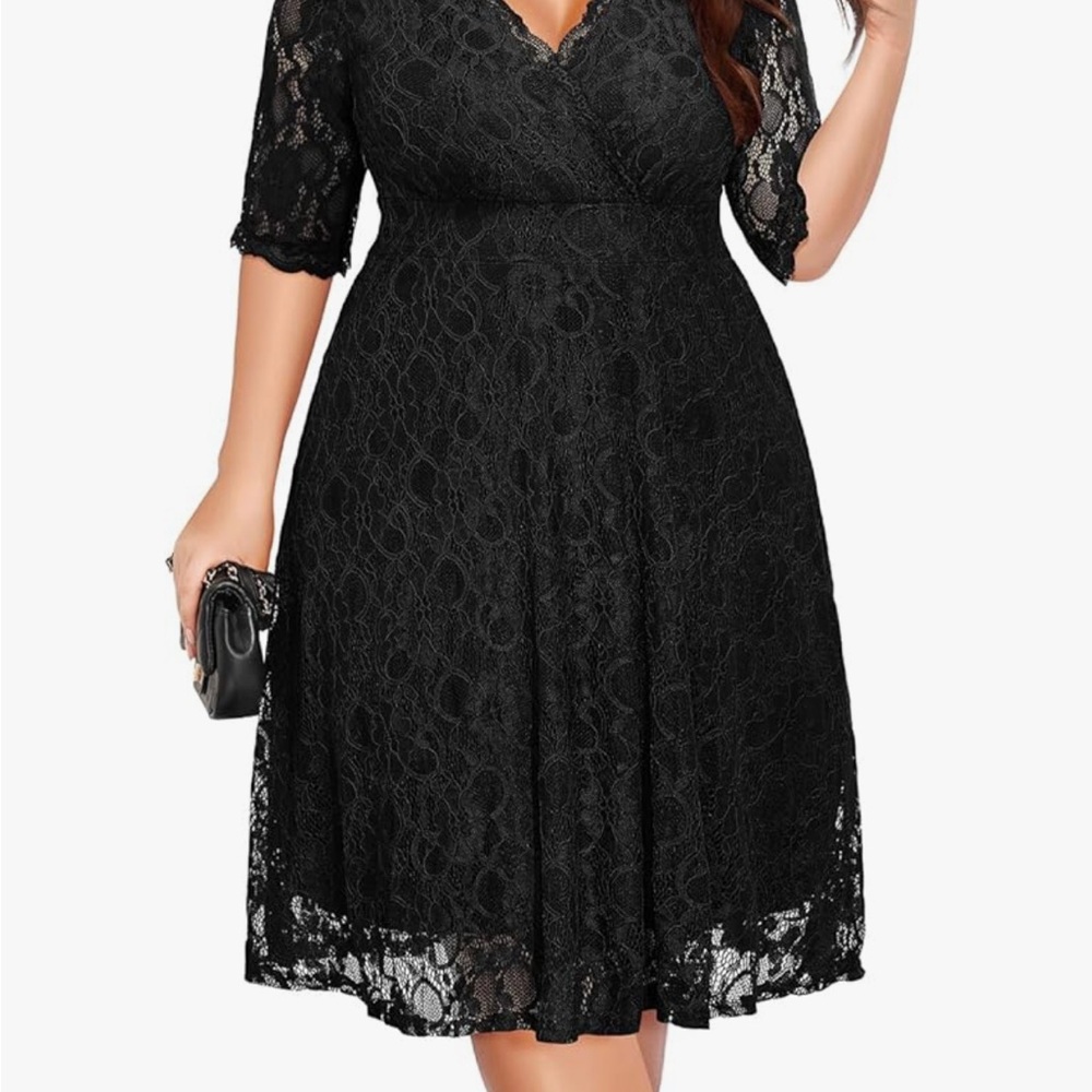 Elegant Black Lace Midi Dress